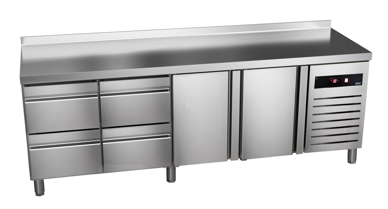 Stół chłodniczy 2-drzwiowy z 4 szufladami, 2242x700x850 mm | ASBER GTP-7-225-24 D
