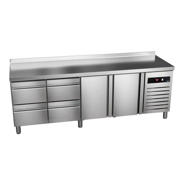 Stół chłodniczy 2-drzwiowy z 4 szufladami, 2242x700x850 mm | ASBER GTP-7-225-24 D