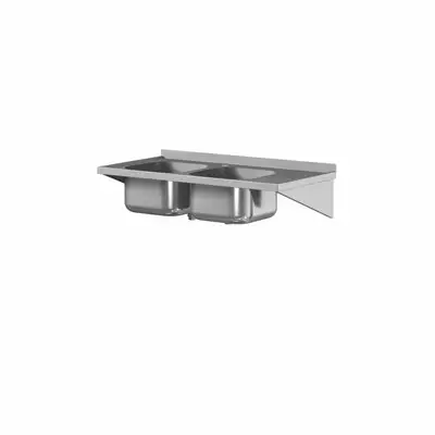 Podwieszany stół z 2 zlewami 1200x600 mm | DTS-126/2 PL L