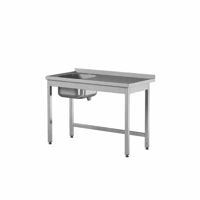 Przyścienny stół ze zlewem i wzmocnieniem 1200x600x850 mm | STW-126/1 PL L B
