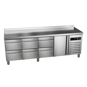 Stół chłodniczy 1-drzwiowy z 6 szufladami, 2242x700x850 mm | ASBER GTP-7-225-16 D