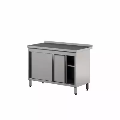 Stół przyścienny do pracy szafką i drzwiami suwanymi 1800x600x850 mm | WM-186 PL 2SD