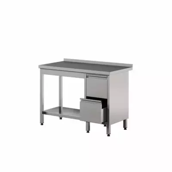 Stół przyścienny do pracy z szufladami i półką 2400x600x850 mm | WT-246 PL 2DR S