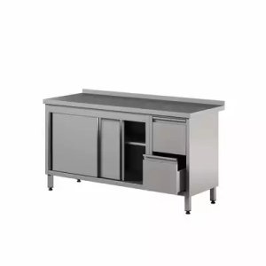 Stół przyścienny z szafką z drzwiami suwanymi i szufladami 1700x700x850 mm | WM-177 PL 2SD 2DR